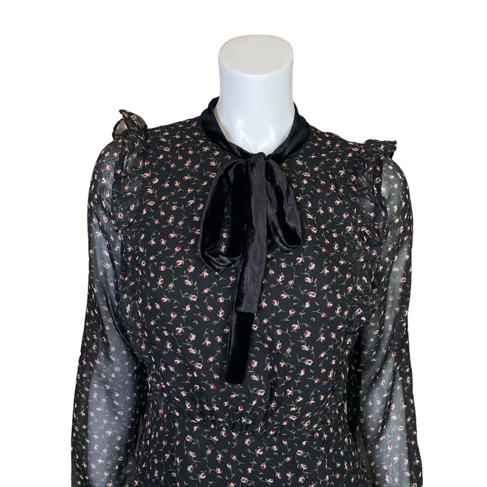 Lush | Women's Black/Floral Print Sheer Side/Sleeve Dress with Tags | Size: L - Picture 2 of 9